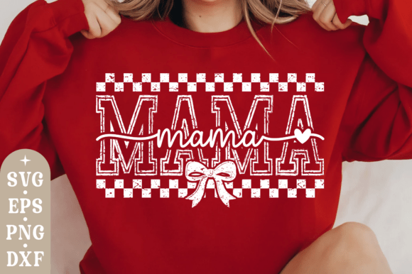 Mama Checkered Bow SVG, Mama PNG, Mom SVG