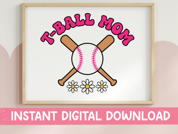 T-Ball Mom SVG PNG Crossed Bats Floral