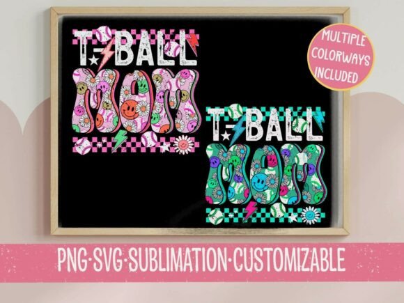 Tball Mom SVG Retro Groovy Baseball PNG